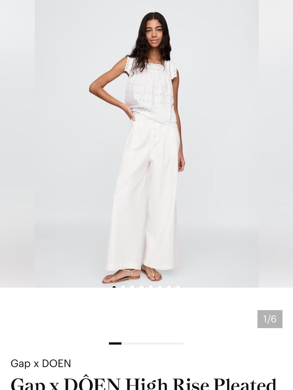 GAP Ivory High-Rise Pleated Wide-Leg Pants